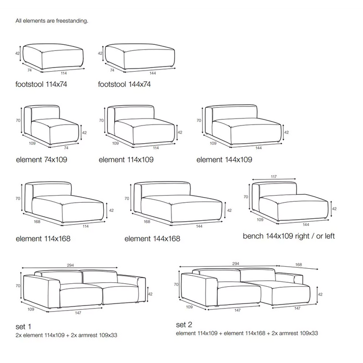 Sits Edda set 4 - Moss natur